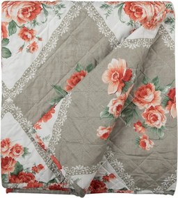 Šedý prehoz na dvojlôžko s kvetinovým motívom Flowery - 240*260 cm