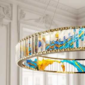 Toolight Toolight, LED stropné svietidlo 60cm + diaľkové ovládanie APP1748-CP, zlatá-priehľadná, OSW-07894