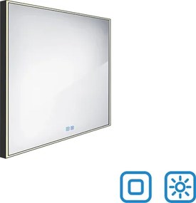Nimco Čierne LED zrkadlo 600x600 s dvoma dotykovými senzormi - ZPC 13066VX-90