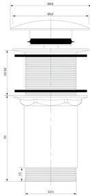 OMNIRES A716BR - Umývadlový výpust CLICK-CLACK pr. 6,6 cm kefovaná bronzová