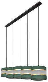 Luster na lanku HELEN 5xE27/15W/230V zelená/zlatá