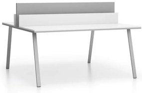 PLAN Kancelársky písací stôl DOUBLE LAYERS, s prepážkami, biela/sivá