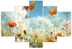 Obraz - Motýle na letnej lúke (150x105 cm)