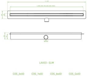 Laveo Slim, sprchový žľab 50cm, zlatá, LAV-COS_G50D