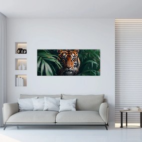 Obraz - Portrét tigra v džungli (120x50 cm)