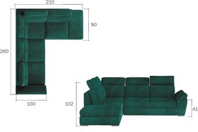 Rohová sedačka s rozkladom a úložným priestorom Leren L - čierna (Sawana 14) / čierna (Soft 11)