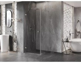 Mexen Lunar-B, výklopný sprchový kút ľavý 100 x 100 cm, 8mm číre sklo, oceľový profil, 832-100-100-97-00-L