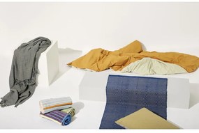 Modro-fialový bavlnený uterák Hübsch Dora, 50 x 100 cm