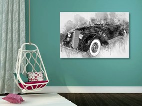 Obraz historické retro auto v čiernobielom prevedení Varianta: 60x40