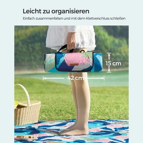 Pikniková deka 200 x 150 cm, vodotesná, vzor farebná papraď