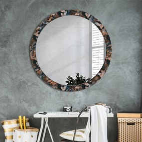 Okrúhle ozdobné zrkadlo na stenu Tmavé tropické listy fi 100 cm