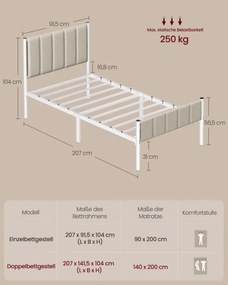 Kovová posteľ 90 cm RMB972LH01
