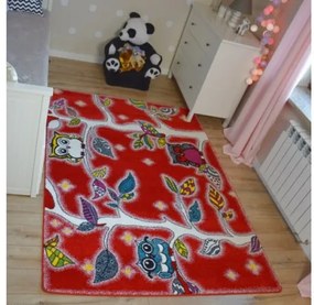 Detský koberec Kids Forest červený C427