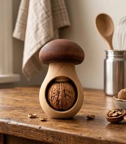 AMADEA Drevený luskáčik na orechy v tvare hríbika