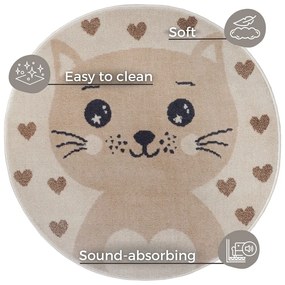 Béžový detský koberec ø 100 cm Cat – Hanse Home