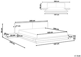 Manželská posteľ 160x200 cm Zina (biela) (s LED osvetlením). Vlastná spoľahlivá doprava až k Vám domov. 1035505