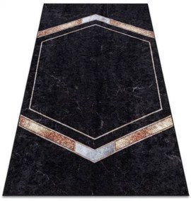 MIRO 52025.802 umývací koberec Mramor, geometrická protišmykový - čierna Veľkosť: 80x150 cm