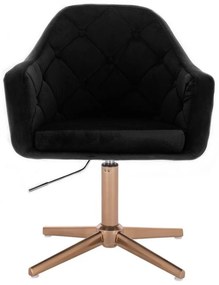 LuxuryForm DESIGN Kreslo ANDORA VELUR na zlatom kríži - čierne