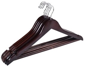 Drevený vešiak s tyčou na nohavice RONDO 5 kusov - tmavohnedý