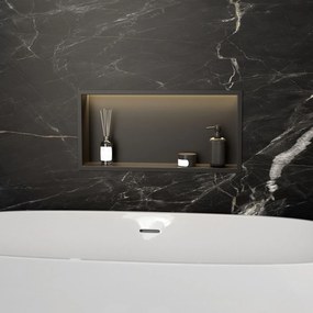 Rea Rea, LED polička na zapustenie 60x30x10 cm, 12W, 3000K, čierna matná, REA-08541