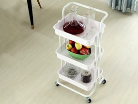 VERK GROUP Vozík s 3 košíkmi, na kolieskach, multifunkčný - biely FERRO