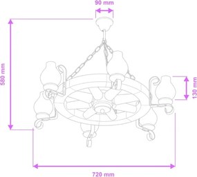 Brilagi - Luster na reťazi ROATA 6xE14/40W/230V priemer 70 cm buk/orech