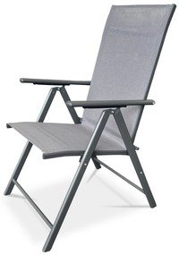 Autronic Záhradná stolička, kov, textil, sivá, AZC-S1116 GREY