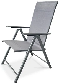 Autronic Záhradná stolička, kov, textil, sivá, AZC-S1116 GREY