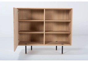 Nízka komoda z dubového dreva v čierno-prírodnej farbe 118x100 cm Fina – Gazzda