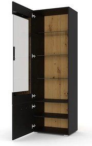 Vitrína Anikka O (dub artisan + matná čierna). Akcia -21%. Vlastná spoľahlivá doprava až k Vám domov. 1124851