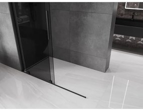 Mexen Velar, sprchová zástena s posuvnými dverami Walk-in 150 x 200 cm, 8mm šedé sklo, čierna matná, 871-150-000-43-70