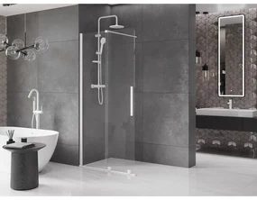 Mexen Velar, posuvné dvere do otvoru typ Walk-In 90 cm, 8mm číre sklo, biela, 871-090-000-03-20