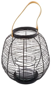 Kovový lampáš Wire čierna, 20,5 x 25 cm