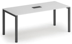 Rokovací stôl PRIMO SQUARE, 180x80 cm, biela + stolná zásuvka TYP II, čierna