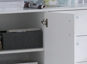 Široká zásuvková komoda Mega 39, biela
