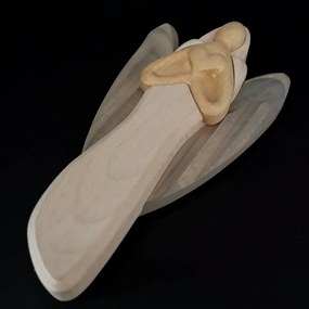 AMADEA Drevený anjel so srdcom, farebný, masívne drevo, 22x12x2 cm