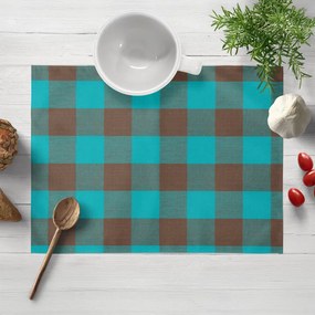 Biante Bavlnené prestieranie na stôl Olivia OL-018 Tyrkysovo-hnedá kocka veľká 30x40 cm