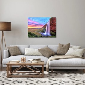Sklenený obraz - Vodopád Seljalandsfoss (70x50 cm)