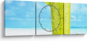 Obraz - kiwi smoothie (s hodinami) (90x30 cm)