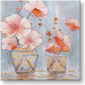 Maľovaný obraz na stenu KVETY VO VÁZE 60x60 cm