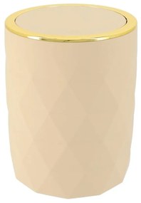 Odpadkový kôš Lorantos, béžová/so zlatými prvkami, 6L