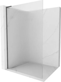 Mexen Kioto L, sprchová zástena Walk-In 70 x 200 cm, 8mm sklo s rebrovým vzorom, grafitový profil, 800-070-103-66-09
