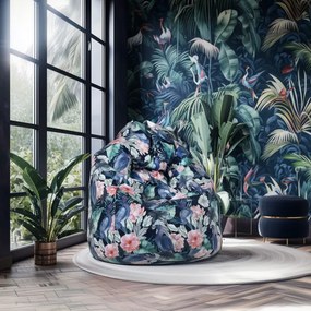 INTERMEDIC SK Sedací vak Aquarela – Tropický vzor | 3 veľkosti Veľkosť: XL