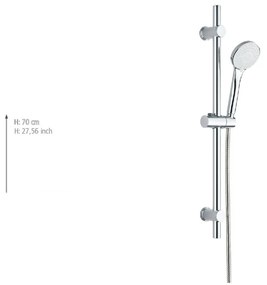 Sprchová súprava z nehrdzavejúcej ocele v striebornej farbe s ručnou sprchou/posuvný držiak 70 cm Uno – Allstar