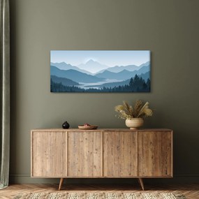 Obraz - Hory pohľadom grafika (120x50 cm)