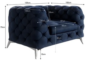 Tmavomodré zamatové kreslo Chelsea – Ropez