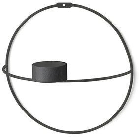 Súprava 2 čiernych nástenných svietnikov Circle, ø 21 cm