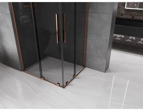 Mexen Velar L Duo, sprchový kút s posuvnými dverami 100 x 90 cm, 8mm šedé sklo, ružové zlato, 871-100-090-02-43-60