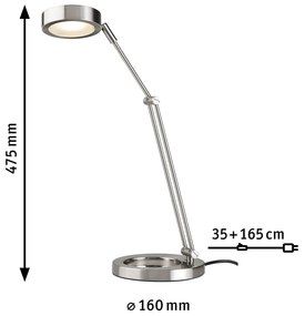 Paulmann Zed LED lampa písací stôl brúsené železo