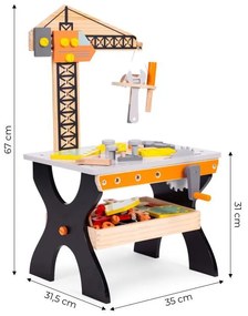 Drevená dielňa pre deti, stolík na náradie Ecotoys